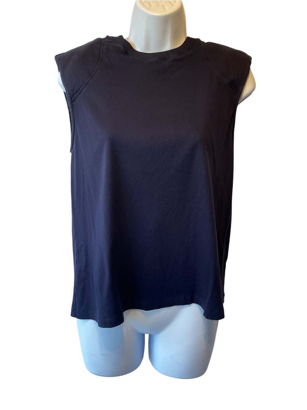 Tibi Tank Top S Blue Padded Shoulder Minimalist Luxury Sleeveless Cotton tee